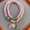 Best-selling natural gold thread jade dragon pattern agate double-loop bracelet, fashionable and individual, exquisite women's bracelet with multiple loops of jade beads details Picture